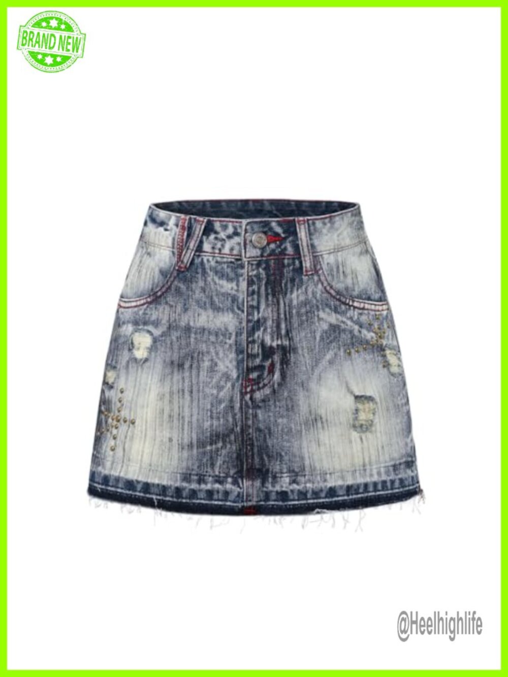 Women's Stretchy Denim Mini Skirt Distressed Frayed Pencil Jean Skirt